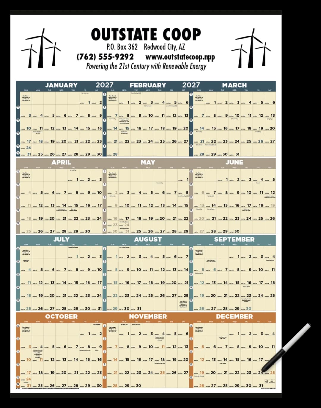 Time Management Span-A-Year (Laminated w/Marker) Calendar