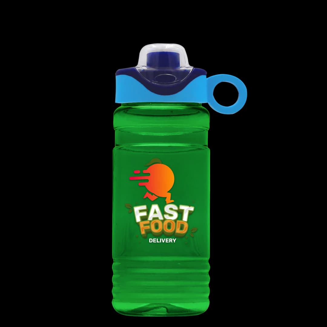 RPET Bottle with Two-Tone Drink-Thru Lid with Silicone Loop - 20 oz.