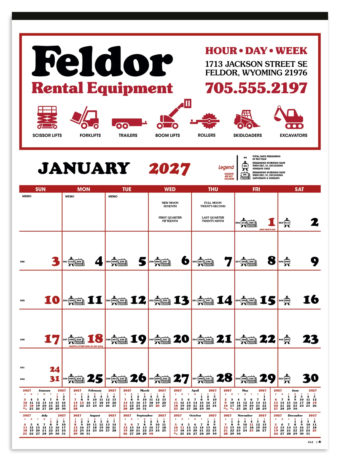 Contractor's 12-Sheet Calendar