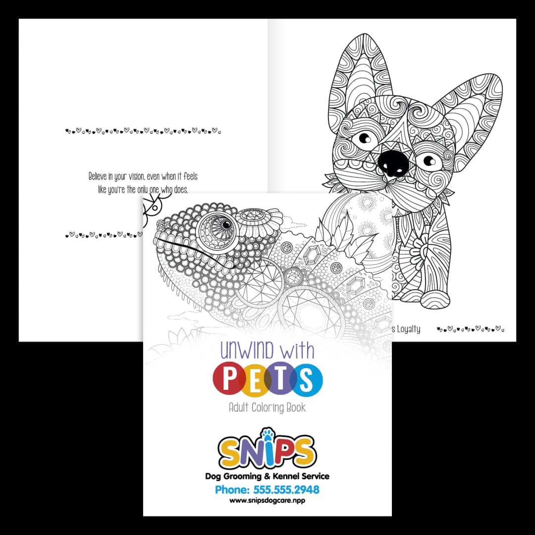 Unwind with Pets Adult Coloring Book