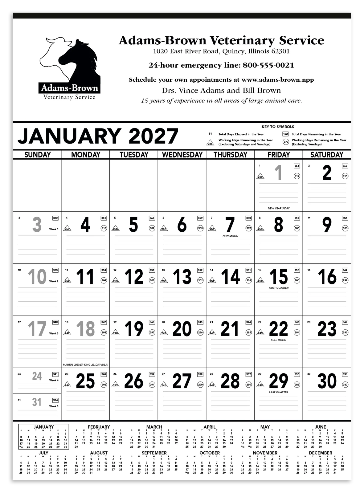 Black & White Contractor Memo Calendar