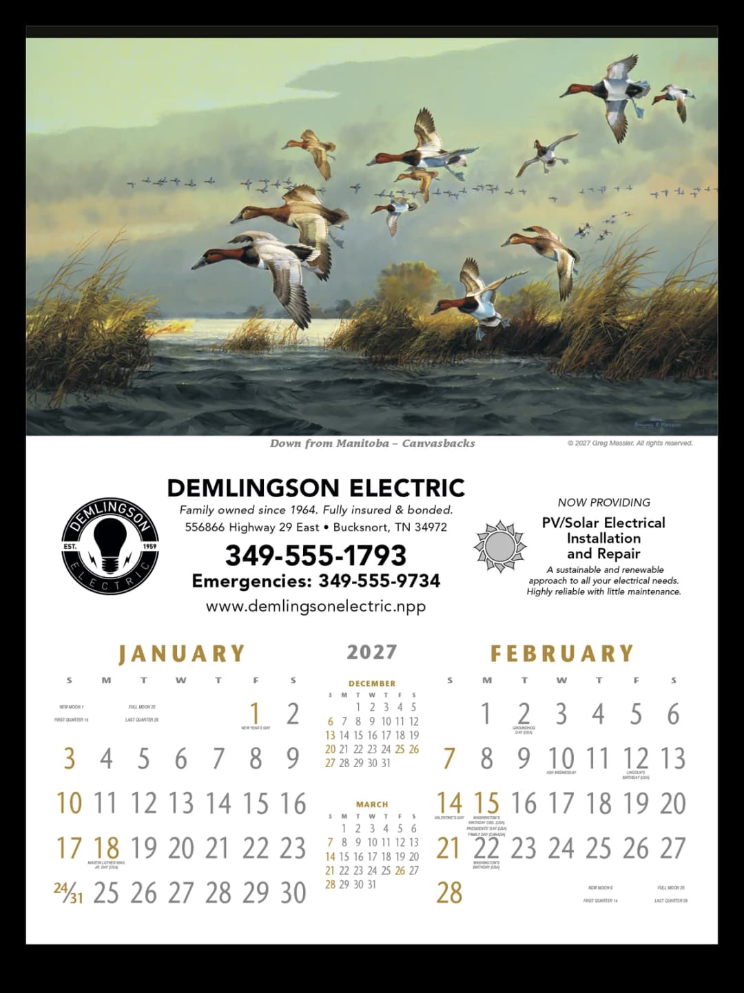 North American Waterfowl Calendar