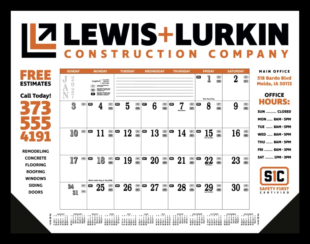 Contractor's Desk Pad Calendar