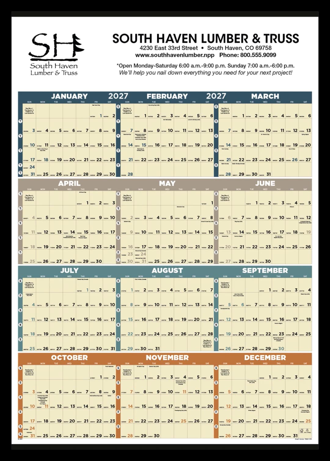 Time Management Span-A-Year (Non-Laminated) Calendar