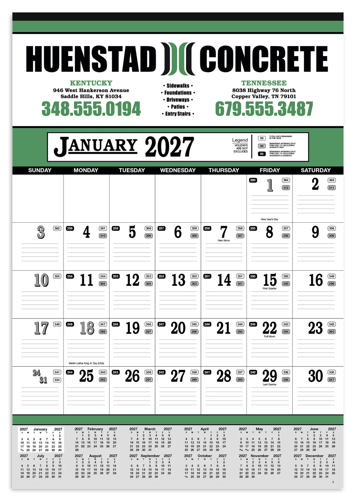 Contractor's 13-Sheet Calendar