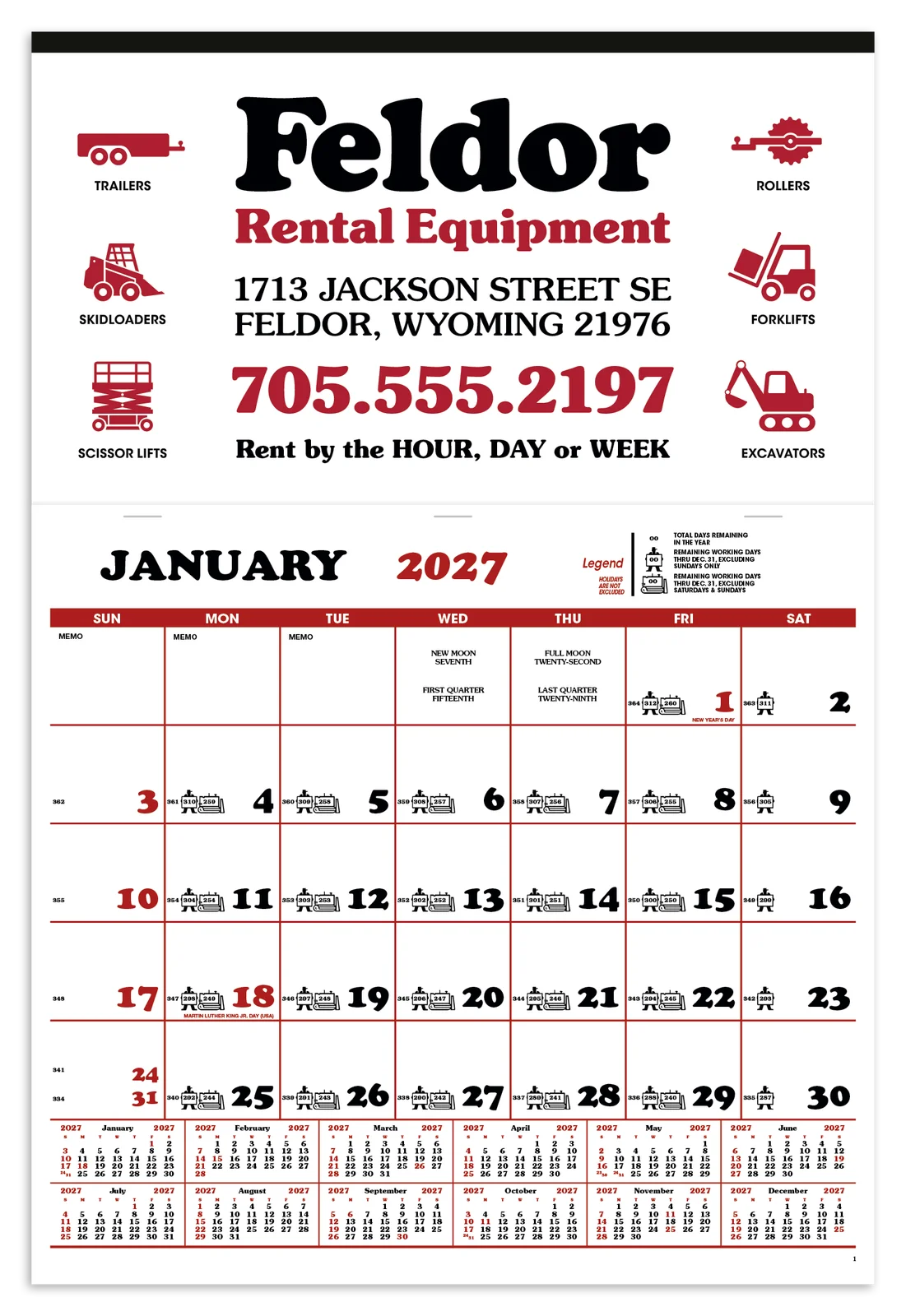 Contractor's Apron Calendar
