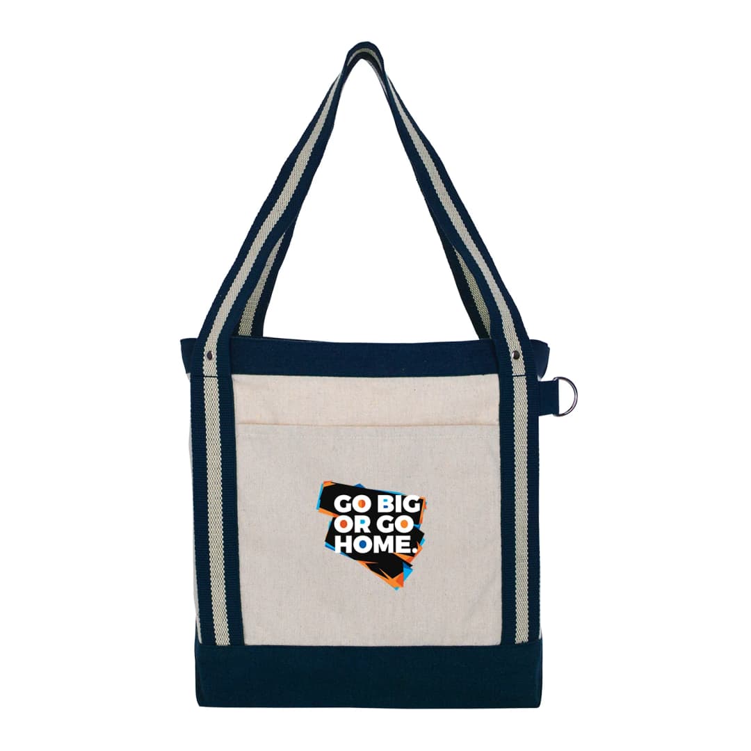V Natural Striped Recycled Cotton Boat Bag
