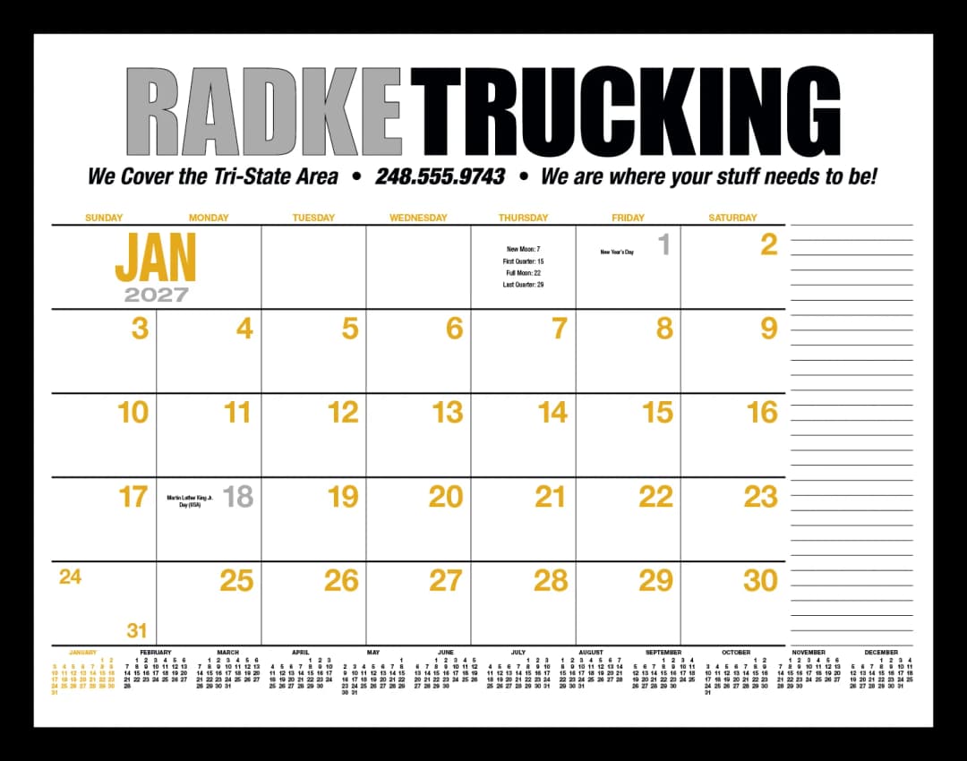 13-Month Desk Pad Calendar