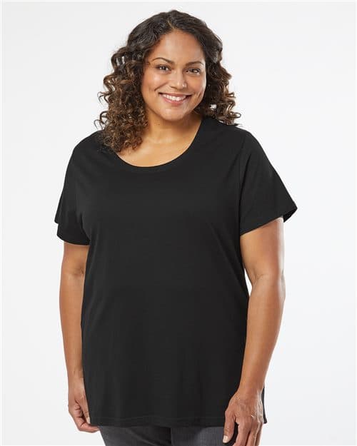 LAT Women's Curvy Collection Fine Jersey Tee
