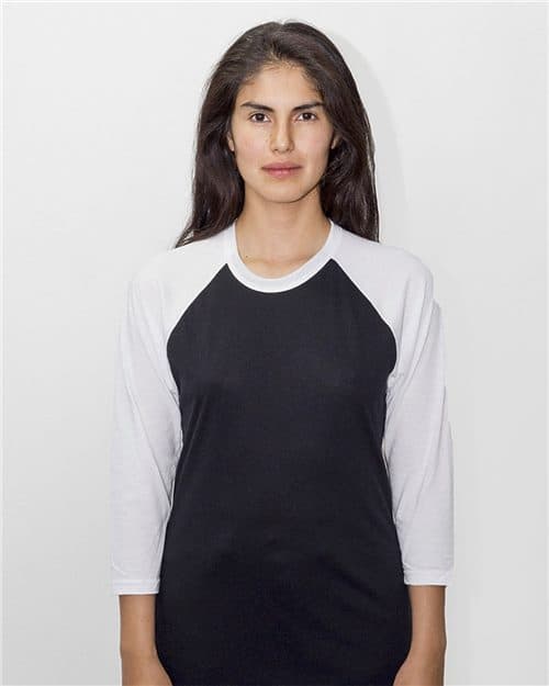 Los Angeles Apparel Unisex USA-Made Three-Quarter Sleeve Raglan Baseball T-Shirt