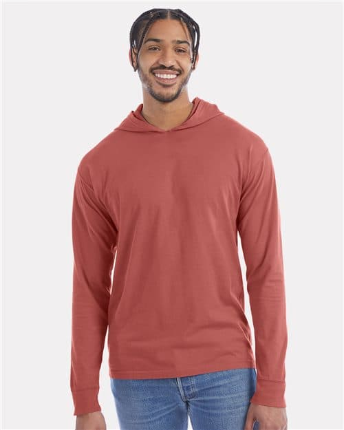 ComfortWash by Hanes Unisex Garment-Dyed Jersey Hooded Long Sleeve T-Shirt