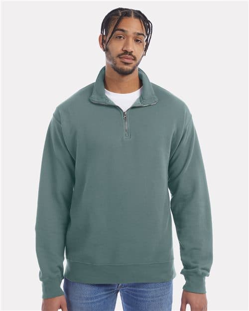 ComfortWash by Hanes Unisex Garment-Dyed Quarter-Zip Sweatshirt