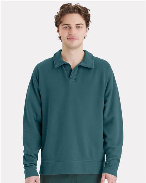 ComfortWash by Hanes Unisex Garment-Dyed Polo Collar Sweatshirt