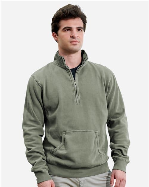 J. America Unisex Pigment-Dyed Fleece Quarter-Zip Pullover