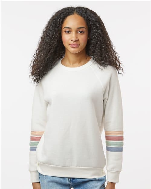MV Sport Women's Striped Sleeves Crewneck Sweatshirt