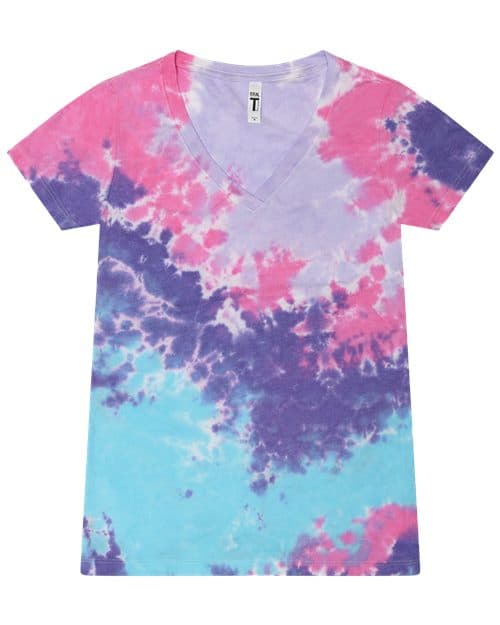 Colortone Women's Tie-Dyed V-Neck T-Shirt