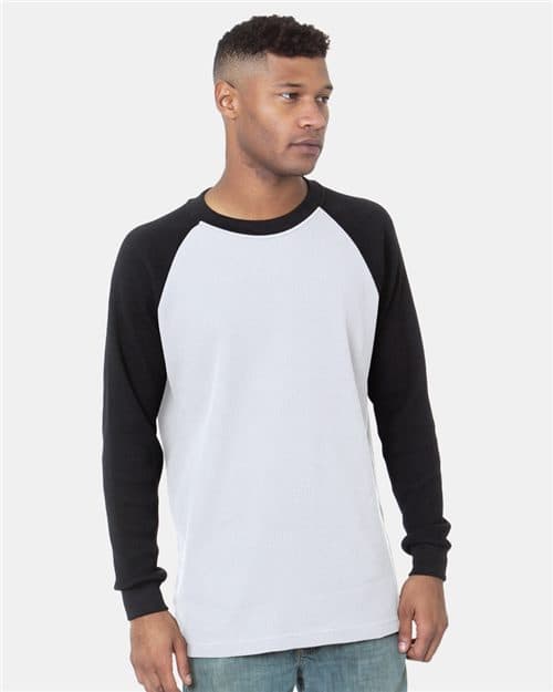 Bayside Men's USA-Made Heavyweight Waffle Knit Thermal Raglan T-Shirt