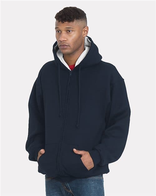 Bayside Unisex USA-Made Super Heavy Thermal Lined Full-Zip Hooded Sweatshirt