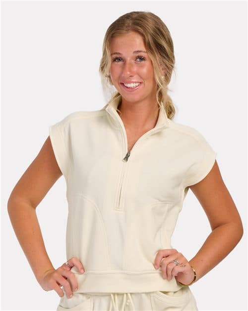 Boxercraft Women's French Terry Half-Zip Short Sleeve Sweatshirt