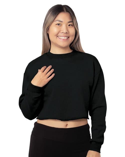 Bayside Women's USA Made Cropped Crewneck Sweatshirt