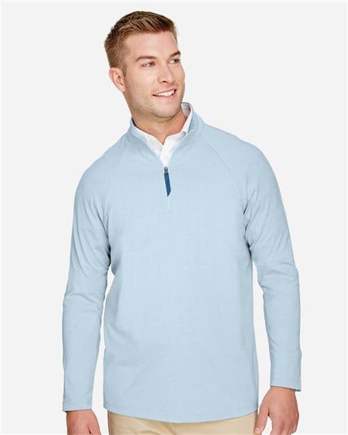 Devon & Jones Men's CrownLux Performance® Clubhouse Micro-Stripe Quarter-Zip Pullover