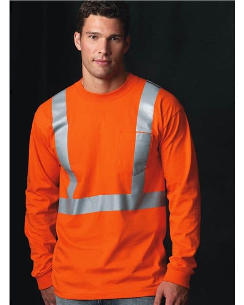 Bayside Unisex USA-Made High Visibility Long Sleeve Pocket T-Shirt