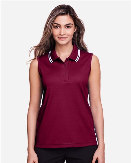 Devon & Jones Women's CrownLux Performance® Plaited Tipped Sleeveless Polo