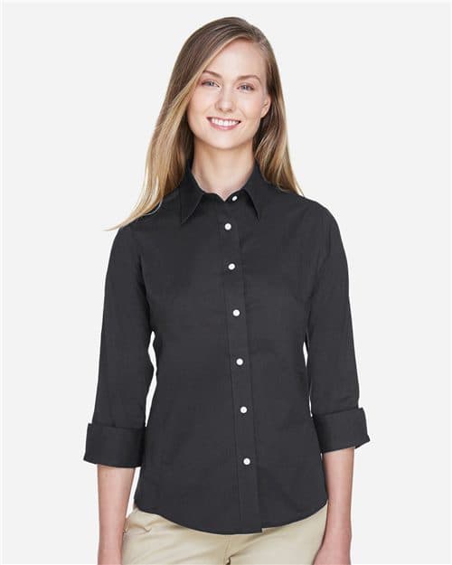 Devon & Jones Women's Perfect Fit™ Three-Quarter Sleeve Stretch Poplin Dress Shirt