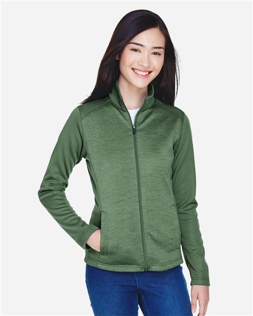 Devon & Jones Women's Newbury Colorblock Mélange Fleece Full-Zip Jacket