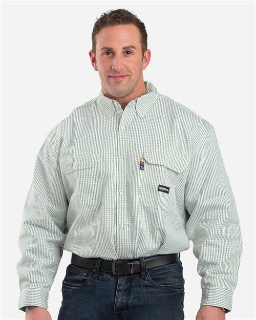 Berne Apparel Men's Flame-Resistant Down Plaid Work Shirt