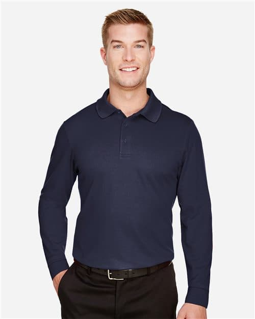 Devon & Jones Men's Tall CrownLux Performance® Plaited Long Sleeve Polo