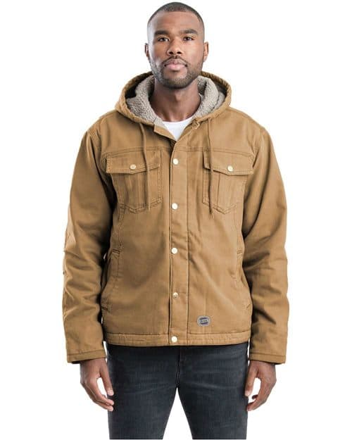 Berne Apparel Men's Vintage Washed Sherpa-Lined Hooded Jacket