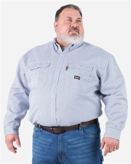 Berne Apparel Men's Tall Flame-Resistant Down Plaid Work Shirt