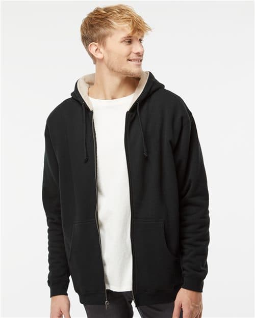 Independent Trading Co. Men's Sherpa-Lined Full-Zip Hooded Sweatshirt