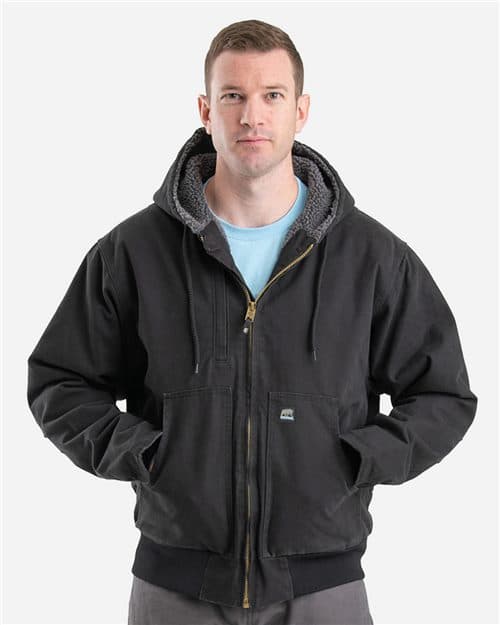 Berne Apparel Men's Highland Flex180® Washed Duck Hooded Work Jacket