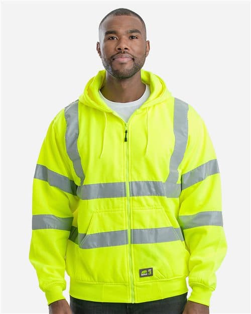 Berne Apparel Men's Berne Hi-Vis Class 3 Lined Hooded Sweatshirt