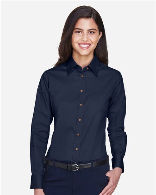 Harriton Women's Easy Blend™ Twill Dress Shirt with Stain-Release