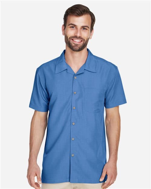 Harriton Men's Barbados Textured Camp Shirt
