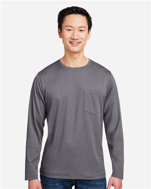 Harriton Unisex Charge Snag and Soil Protect Long Sleeve T-Shirt