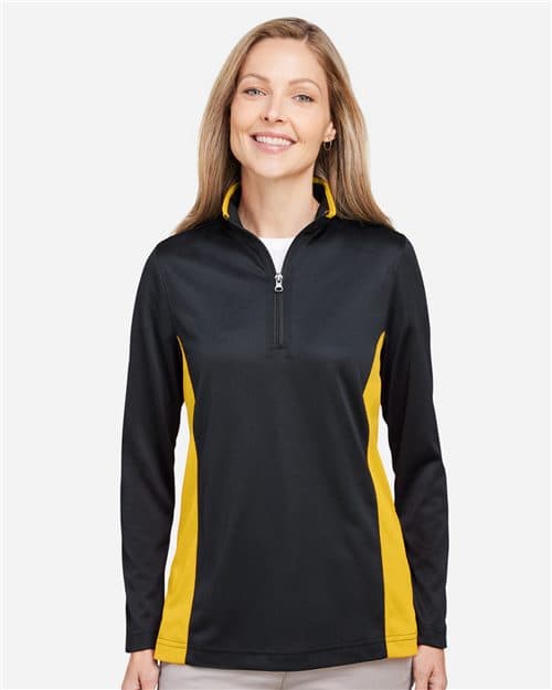 Harriton Women's Flash Snag Protection Plus IL Colorblock Quarter-Zip Pullover