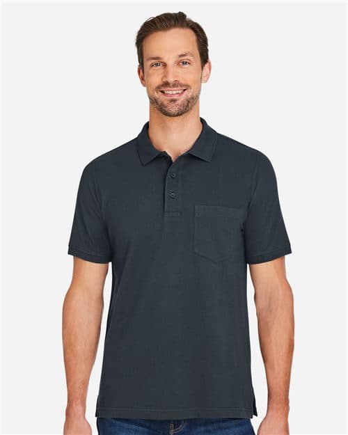 Harriton Men's Valiant Cotton Snag Protect Pocket Polo