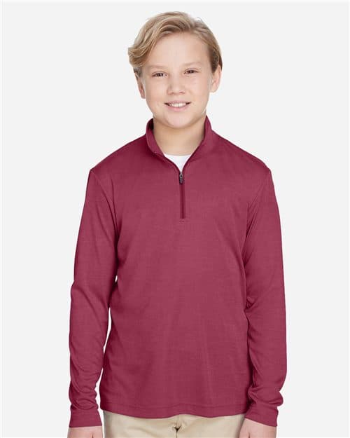 Team 365 Youth Zone Sonic Heather Performance Quarter-Zip Pullover