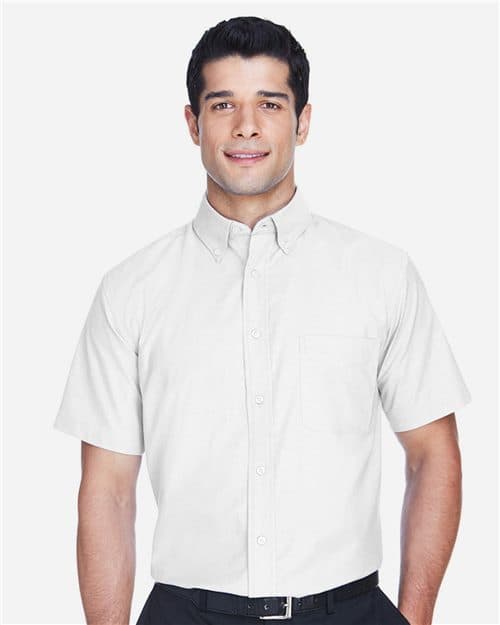 Harriton Men's Oxford Short Sleeve with Stain-Release