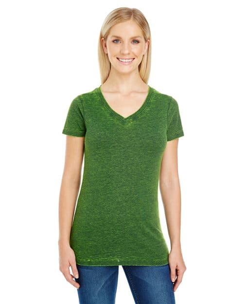 Threadfast Apparel Women's Cross Dye V-Neck T-Shirt