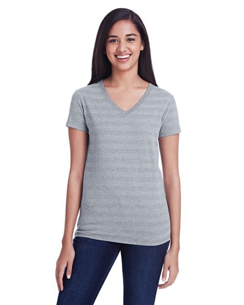 Threadfast Apparel Women's Invisible Stripe V-Neck T-Shirt