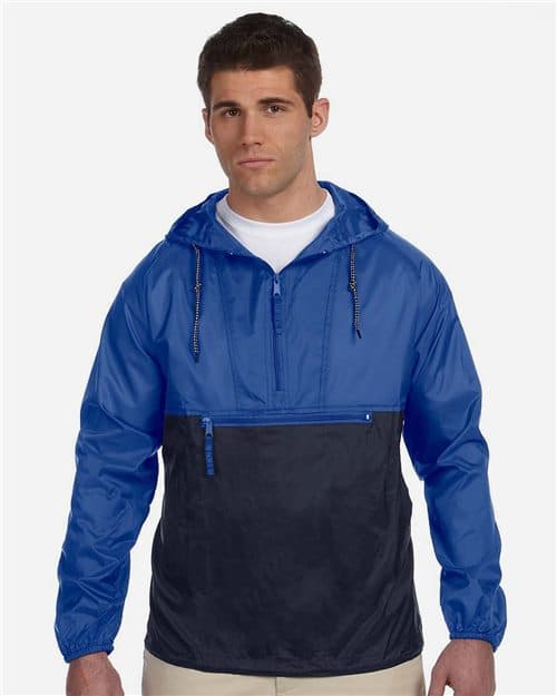 Harriton Men's Packable Hooded Nylon Jacket