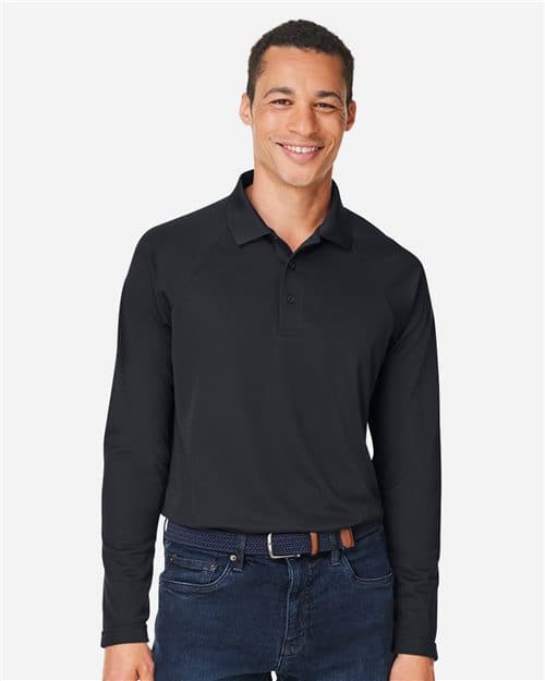 Harriton Men's Charge Snag and Soil Protect Long Sleeve Polo