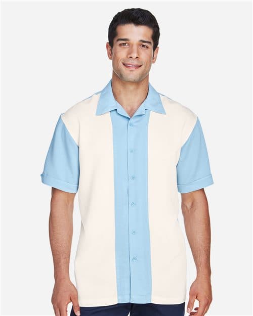 Harriton Men's Two-Tone Camp Shirt
