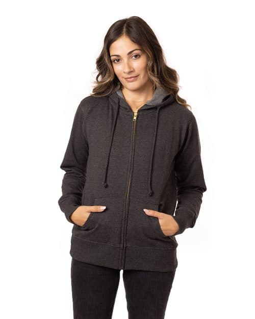 econscious Women's Heathered Full-Zip Hooded Sweatshirt