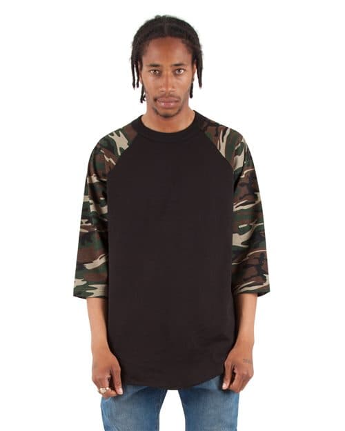 Shaka Wear Unisex Camo Raglan Tee